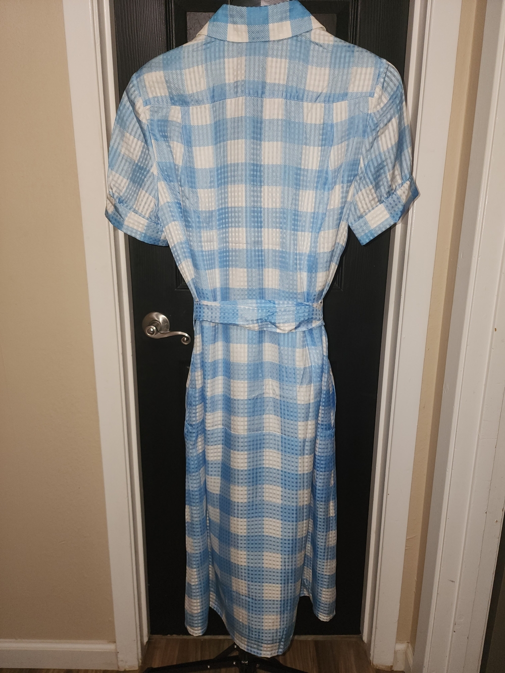 Draper James Light Blue and White Gingham Shirt Midi Dress - Picture 5 of 5